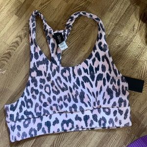 Savvi Indi pink leopard sports bra- BNWT- Size small